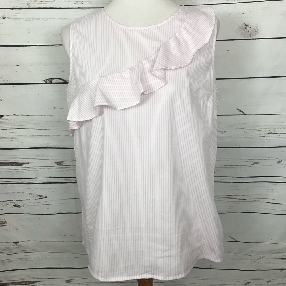 Jones New York Ruffled Sleeveless Top Medium